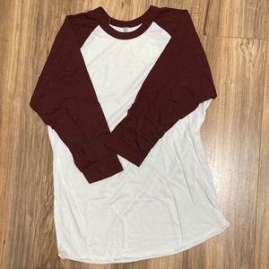 American Apparel Long Sleeves Red White Shirt M